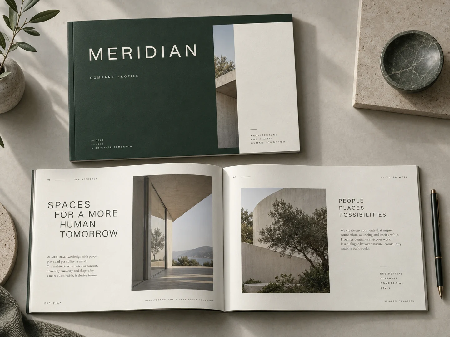 Meridian / Company profile — fictional concept exploration by Sage Design Lab